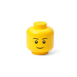 LEGO® Žltá úložná škatuľa v tvare hlavy LEGO® boy, 10,5 x 10,6 x 12 cm